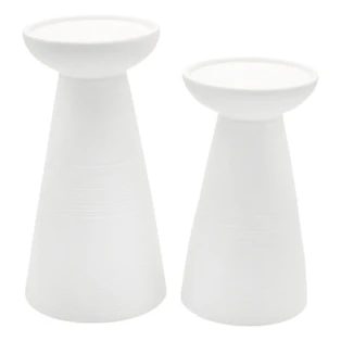 Porcelain Candle Plate Risers - Set of 2 White - 840346239784