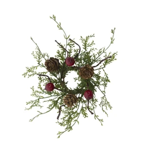 Red Berry And Cypress Mini Candle Ring - 1.5" - 840346164697
