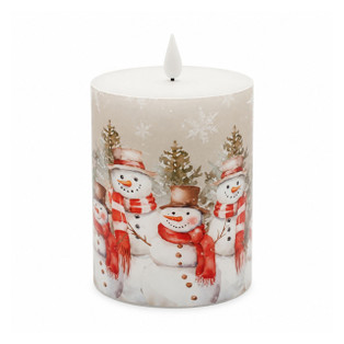 Snowman Family Timer Candle - LED Pillar 4.75" - 840346176591