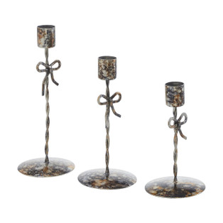 Bow Candlestick Holders - Taper Metal Set of 3 - 840233946399