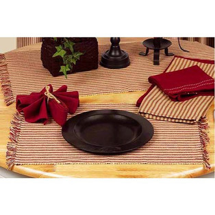 York Ticking Red Placemats - Set of 6 - 643934369753