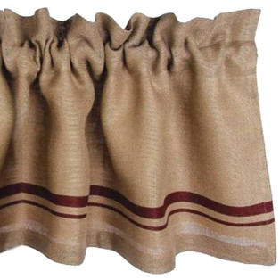 Burlap Stripe Valance - Barn Red 72x15.5 - 643934370858