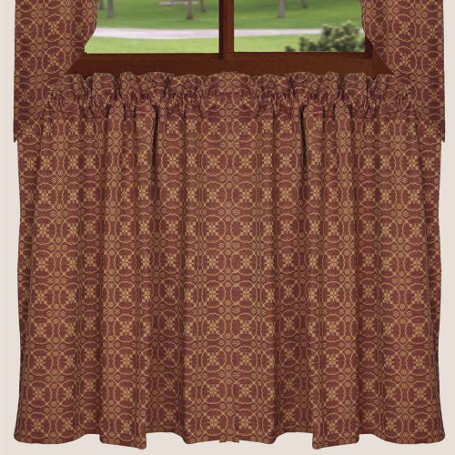 Marshfield Jacquard Barn Red Valance - 72x15.5 - Country Village