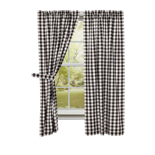 LGHome Buffalo Check Curtains, Plaid Window Treatment, Kitchen Window  Panels, Black and White, 36x36inch, Pack of 2