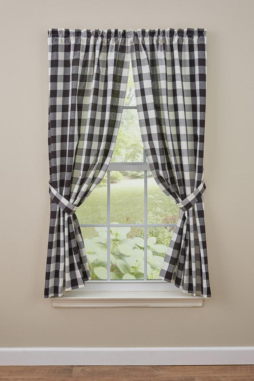 Black and White Bufflo Check Tie up Shade Designer Valance 