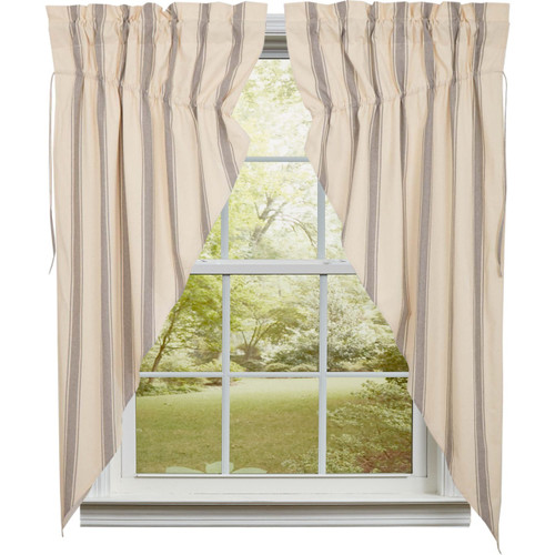 Grace Grain Sack Stripe Prairie Gathered Curtains - 72x36