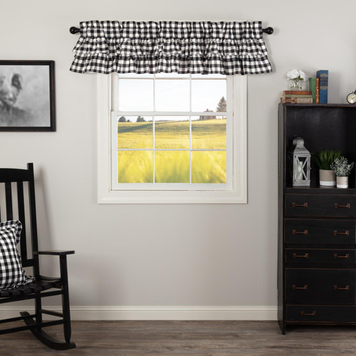 https://cdn11.bigcommerce.com/s-tfdhmk/images/stencil/500w/products/20567/181232/Annie-Buffalo-Check-Black-Valance-Ruffled-72x16-840528182426_image3__51825.1689075697.jpg