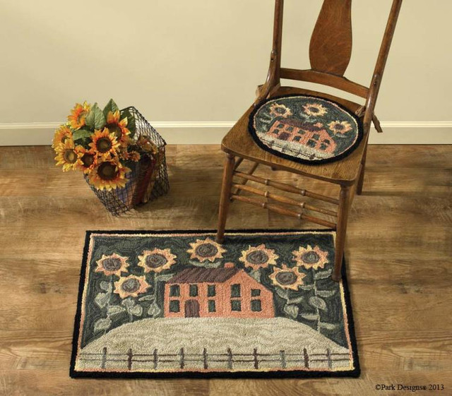 House & Sunflower Hooked Rugs Country Village Shoppe