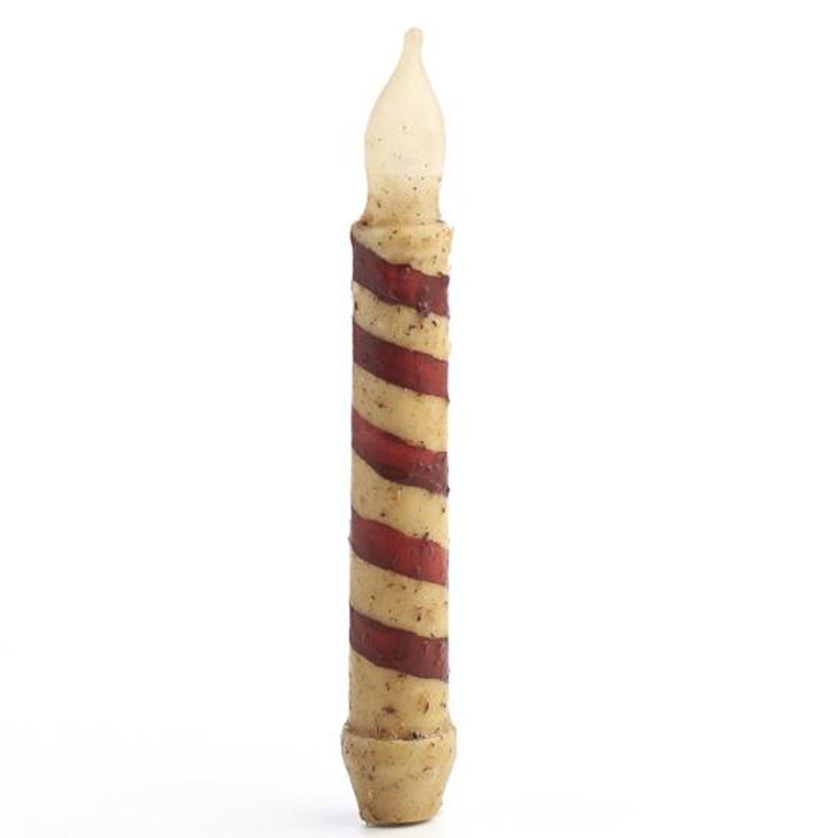 Primitive Candy Cane Timer Candle - 6" Taper - 400000312194