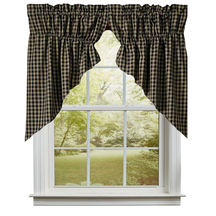 Sturbridge Black Prairie Gathered Curtains - 72x36