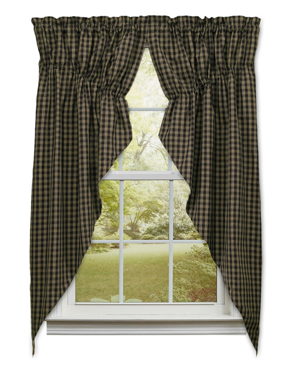 Sturbridge Black Prairie Gathered Curtains - 72x63