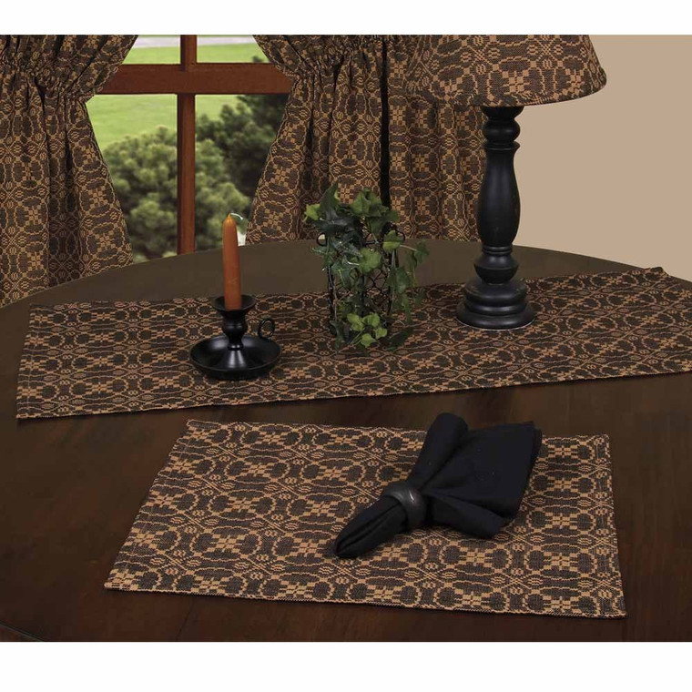 Marshfield Jacquard Black Table Runner