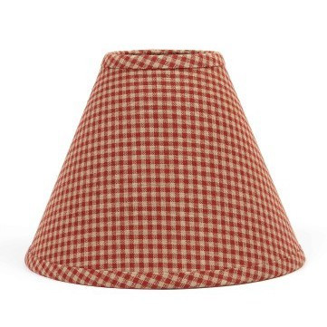 Newbury Gingham Lamp Shades - Barn Red