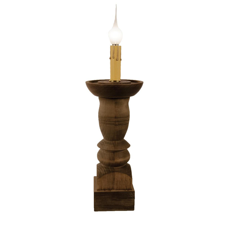 Farmhouse Wood Pedestal Candle Sleeve Base - Large - 400000507088