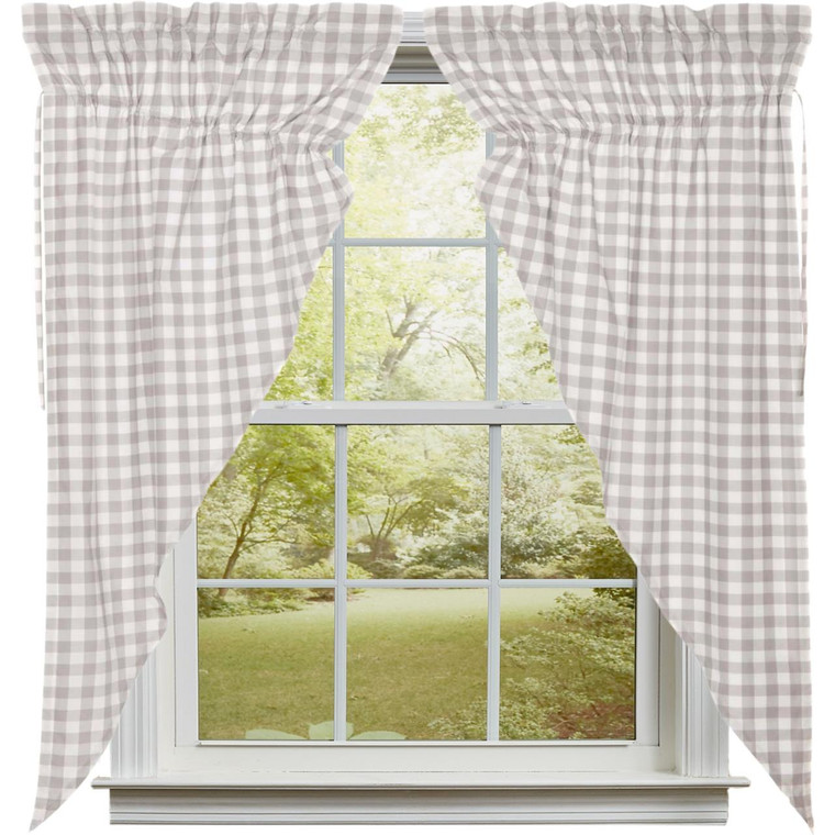 Annie Buffalo Check Grey Prairie Gathered Curtains - 72x63 - 840528165153