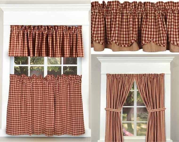 Heritage House Check Red Curtain Collection -