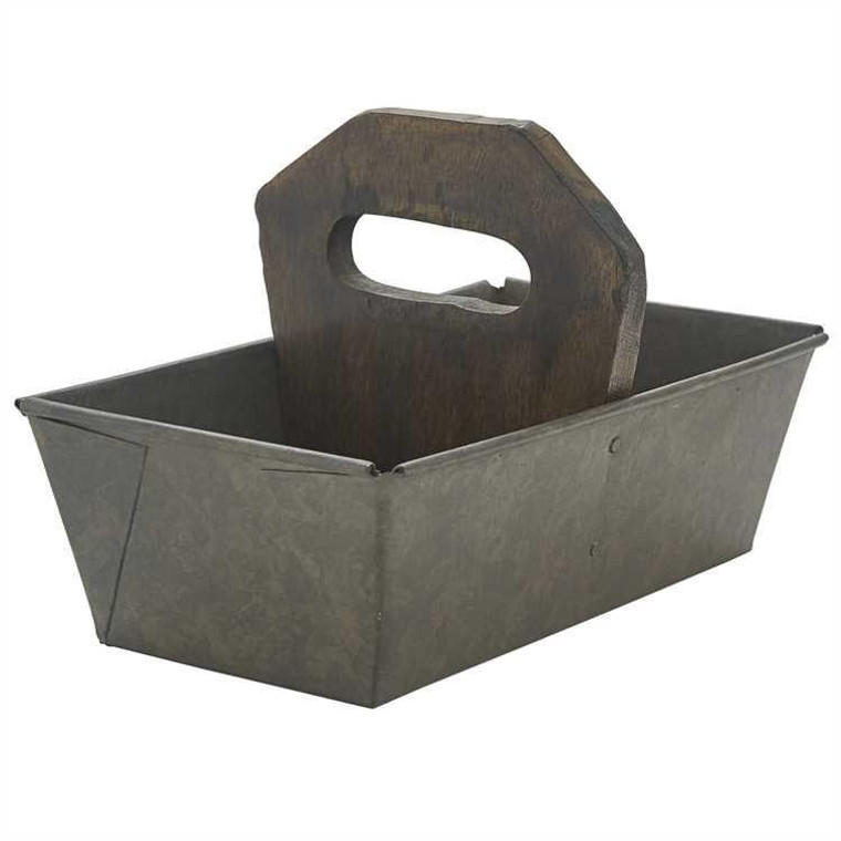 Metal Utensil Caddy with Wood Handle - 762242995857