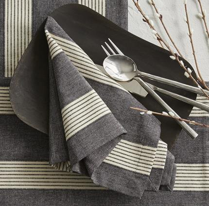 Graphite Stripe Napkins - Set of 6