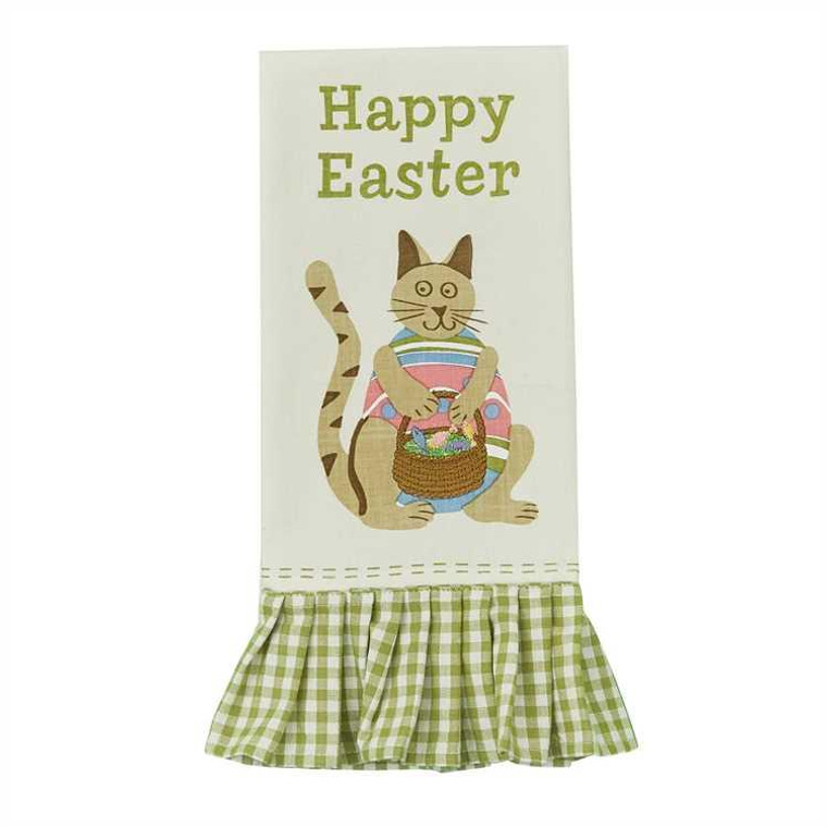 Easter Cat Embroidered Printed Dishtowels - Set of 2 - 762242437029