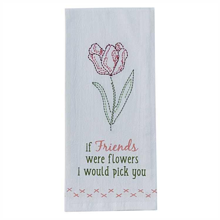 If Friends Were Flowers Embroidered Flour Sack Dishtowels - Set of 2 - 762242418684