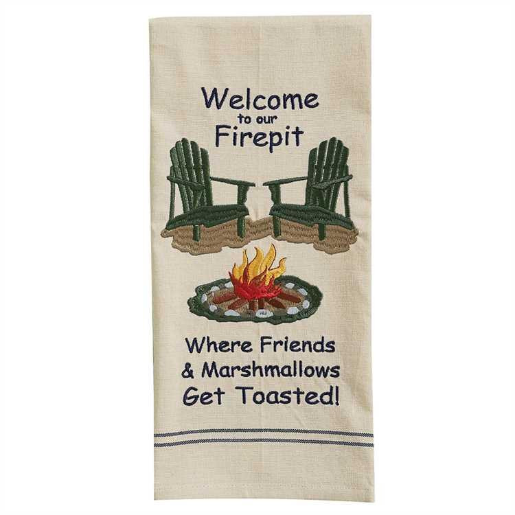 Welcome To Our Firepit Embroidered Dishtowels - Set of 2
