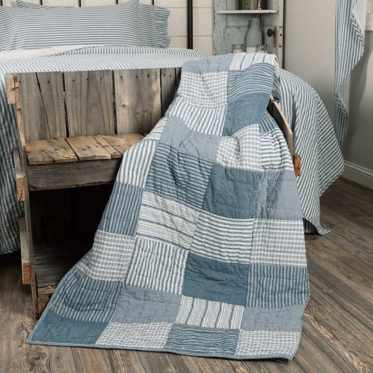 Sawyer Mill Blue Quilted Throw - Block - Country Village Shoppe