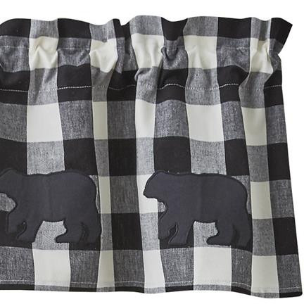 Wicklow Check Black & Cream Valance - Bear Applique 60x14