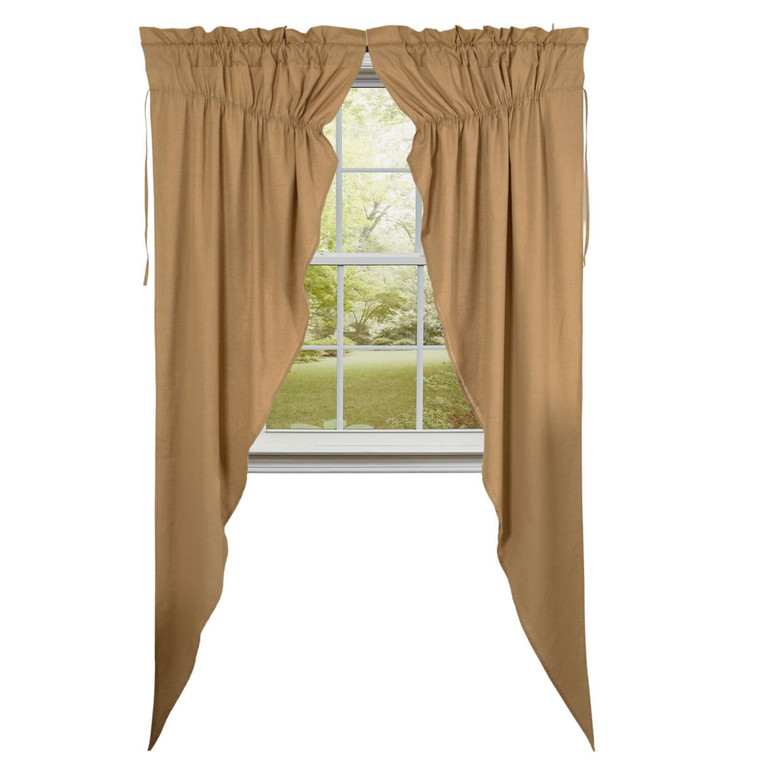 Simple Life Flax Khaki Prairie Gathered Curtains - 72x84 - 840528181283