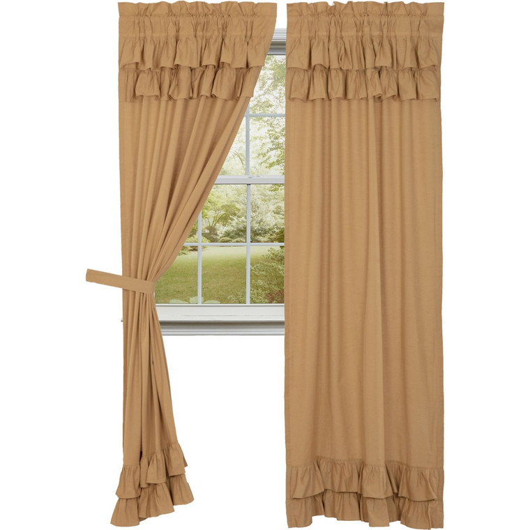 Simple Life Flax Khaki Panels - Ruffled 80x84