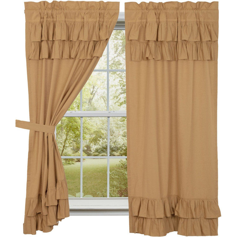 Simple Life Flax Khaki Panels - Ruffled 72x63