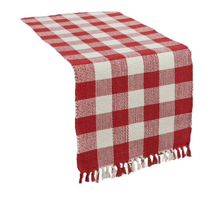Wicklow Check Red & Cream Table Runner - 13x36