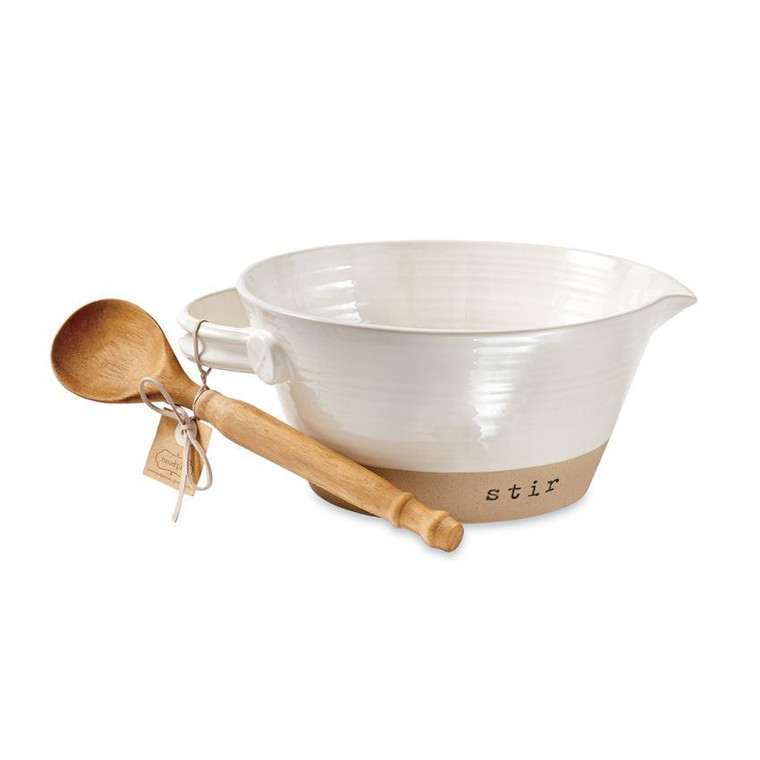 Stoneware Mixing Bowl with Spoon - 400000600987