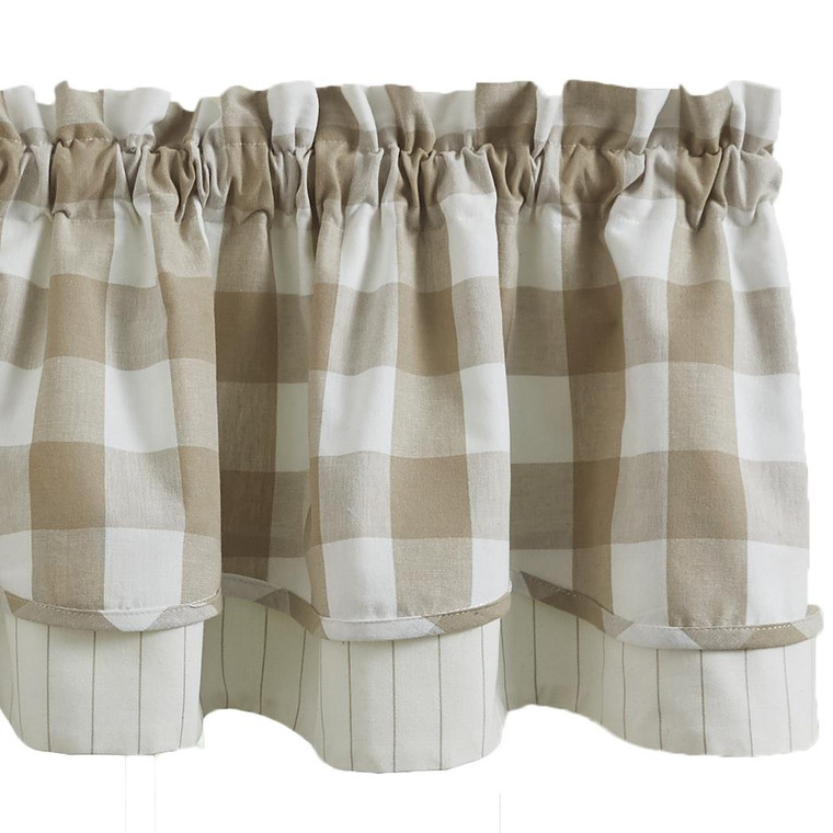Wicklow Check Natural Valance - Lined Layered 72x16