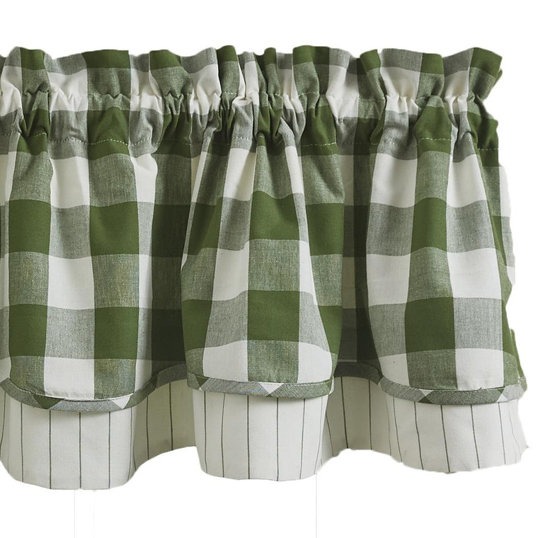 Wicklow Check Sage Valance - Lined Layered 72x16 - 762242022027