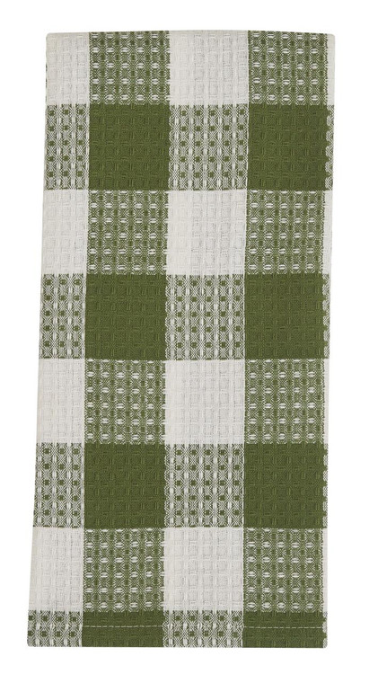 Wicklow Check Sage Waffle Dishtowels - Set of 3
