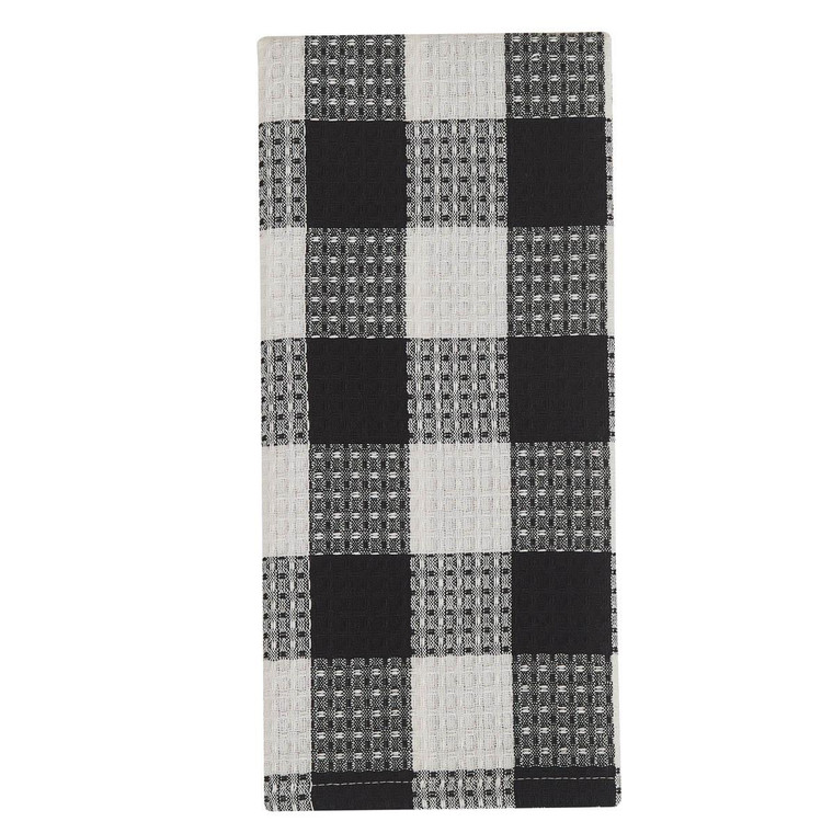 Wicklow Check Black & Cream Waffle Dishtowels - Set of 3