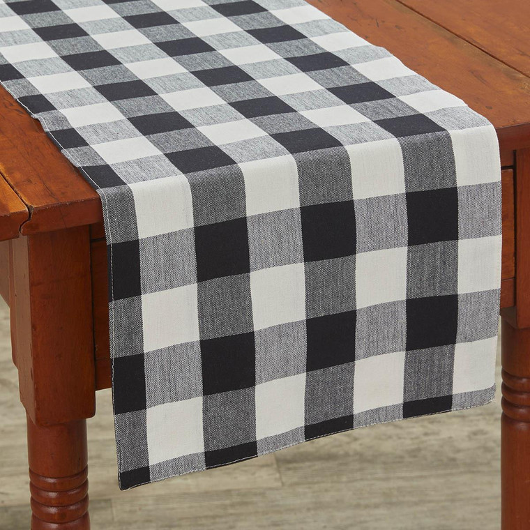 Wicklow Check Table Runners - Black & Cream Backed