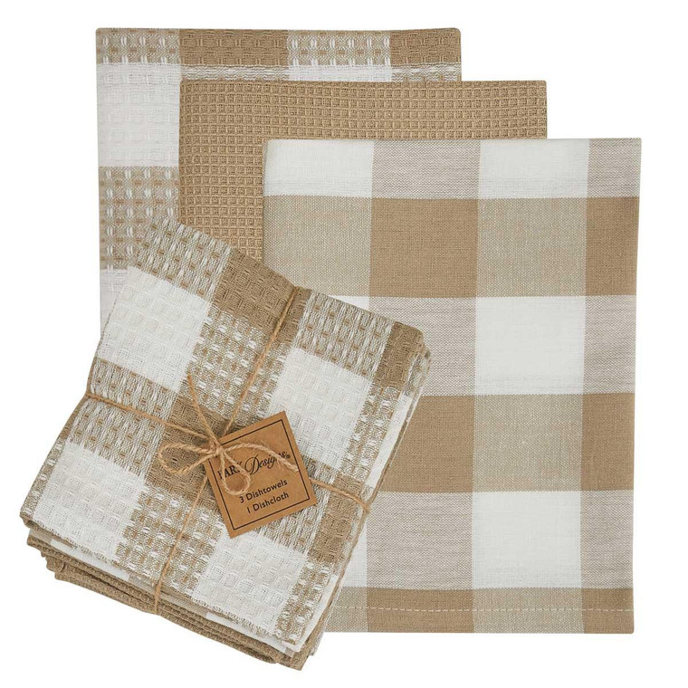 Wicklow Check Natural Dishtowel Set - 762242021556