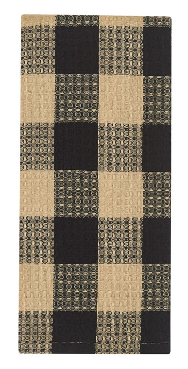 Wicklow Check Black Waffle Dishtowels - Set of 3