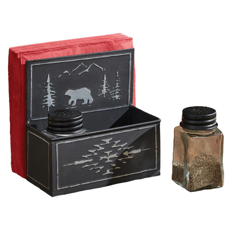 Black Bear Napkin and Salt & Pepper Caddy - 762242013940