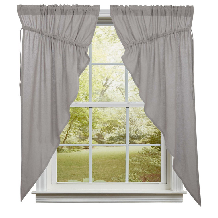 Burlap Dove Grey Prairie Gathered Curtains - 72x63