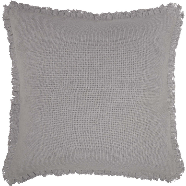 Burlap Dove Grey Fringed Ruffle Pillow Sham - Euro Fabric
