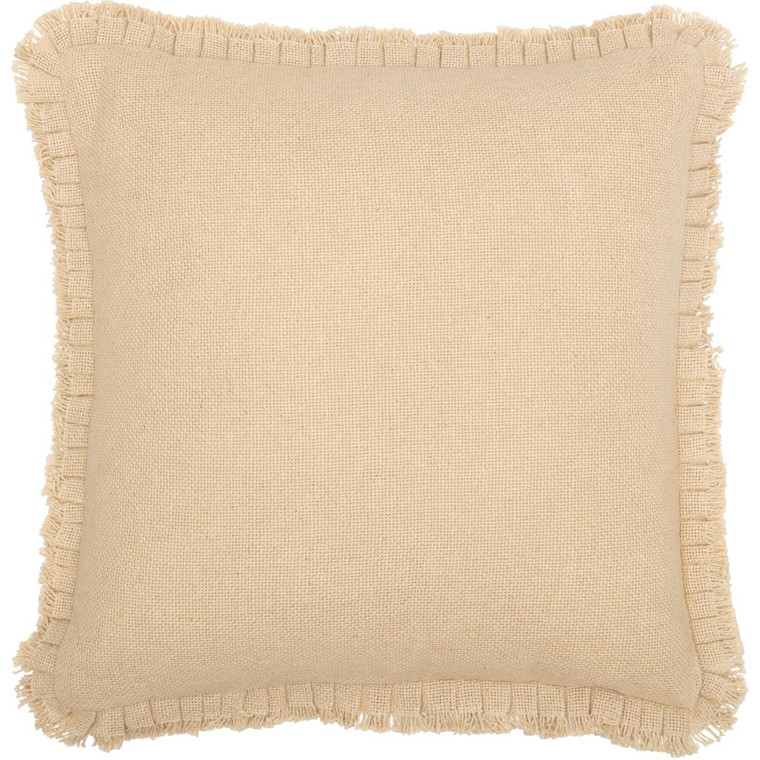 Burlap Vintage Fringed Ruffle Pillow - 18x18 - 840528179501