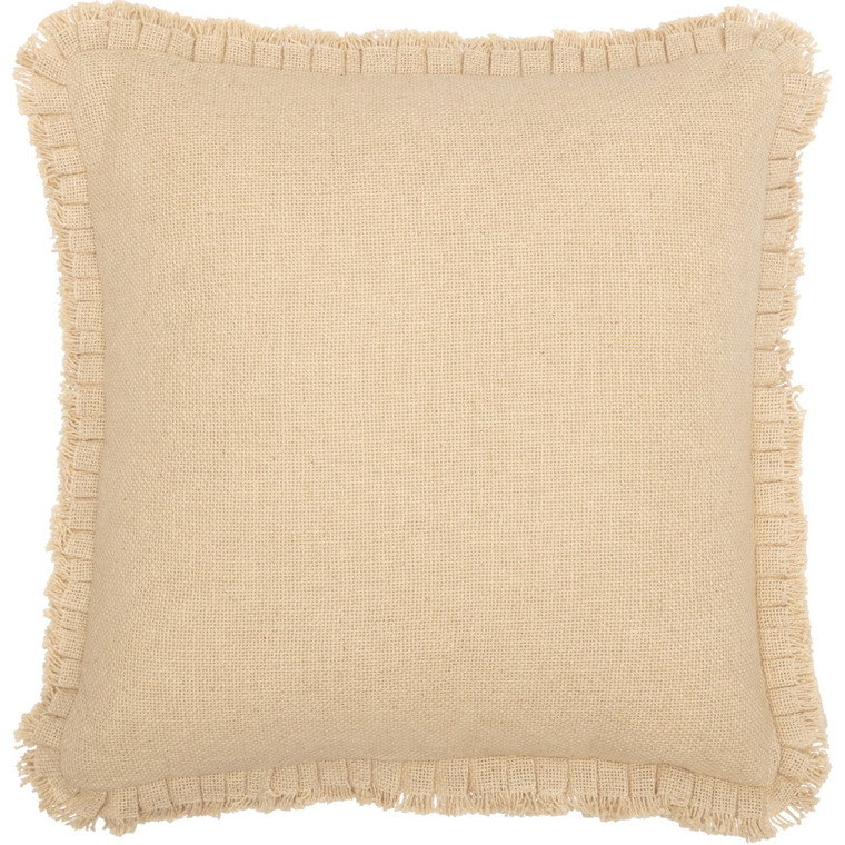 Burlap Vintage Fringed Ruffle Pillow - 18x18