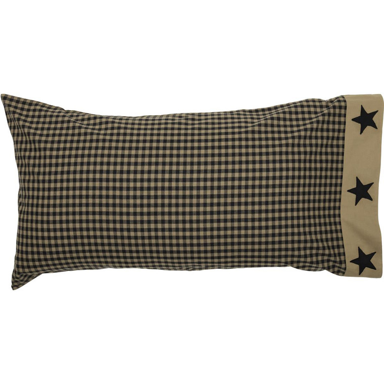 Black Check Star Pillowcases - King Set of 2 - 840528173318