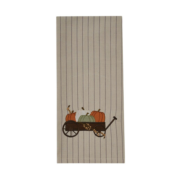 Pumpkin Cart Embroidered Dishtowels - Set of 2