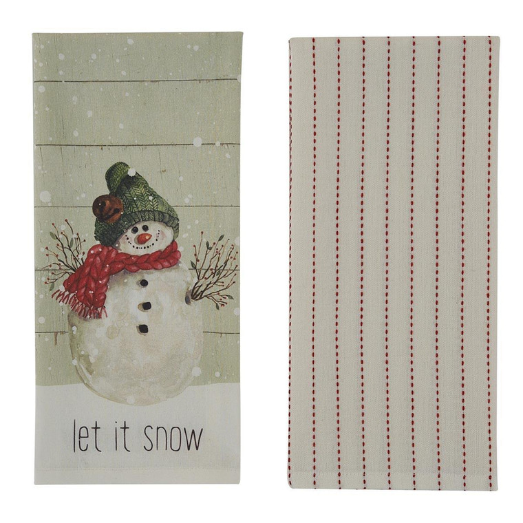 Farmhouse Snowman Let It Snow Dishtowels - Set of 2
