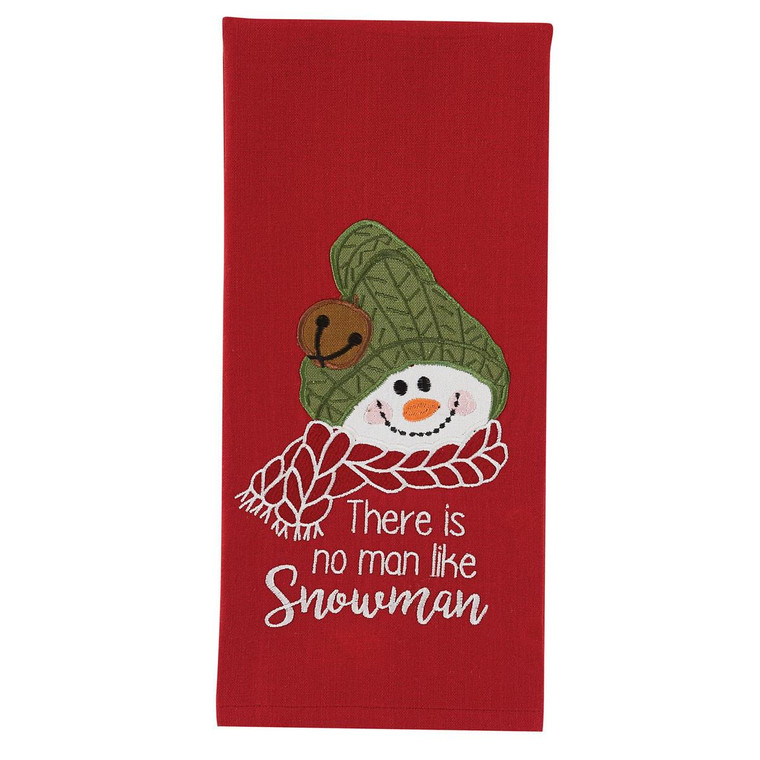 Farmhouse Snowman No Man Decorative Dishtowel