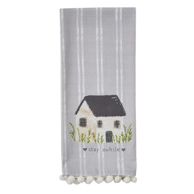 Stay Awhile Flour Sack Printed Dishtowels - Set of 2