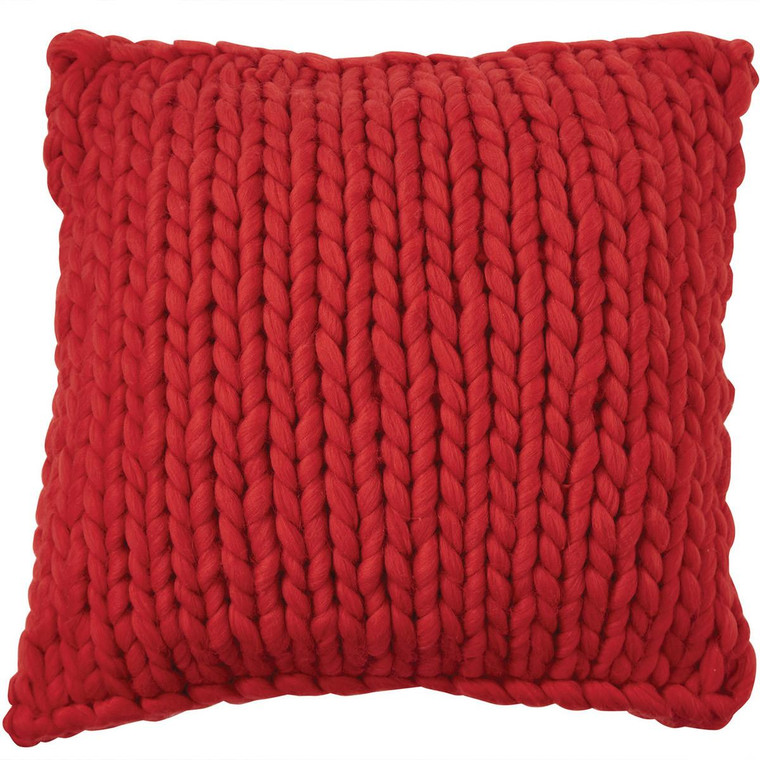 Chunky Knit Pillow - Red 18" - 762242035942